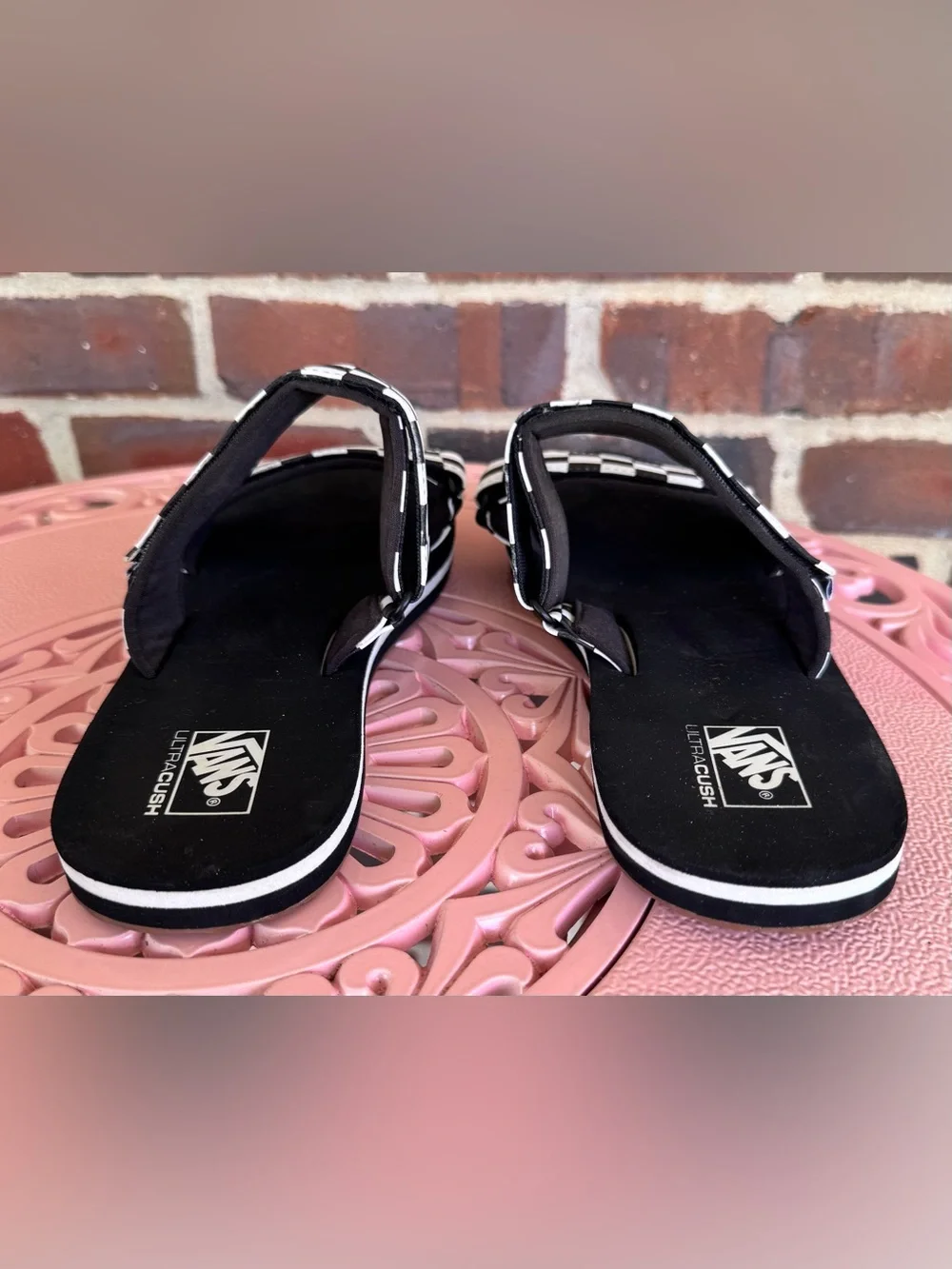 Vans Cayucus Checkerboard Double-Strap Sandals - Black & White Women’s Size 9.5
